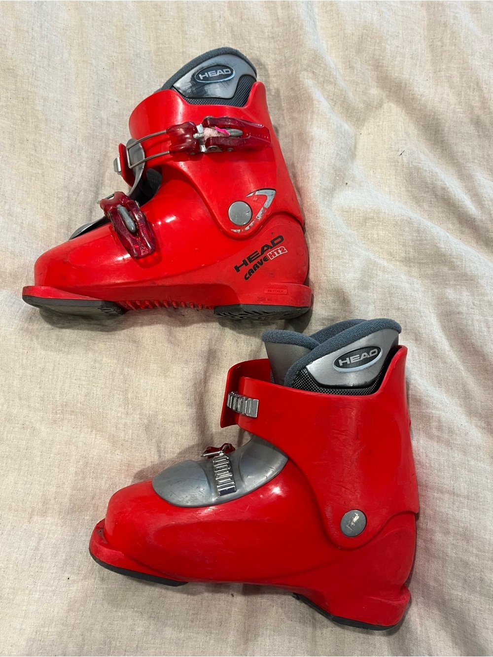 HEAD Carve 21.5 Kids Red Ski Boots with Gray Accents